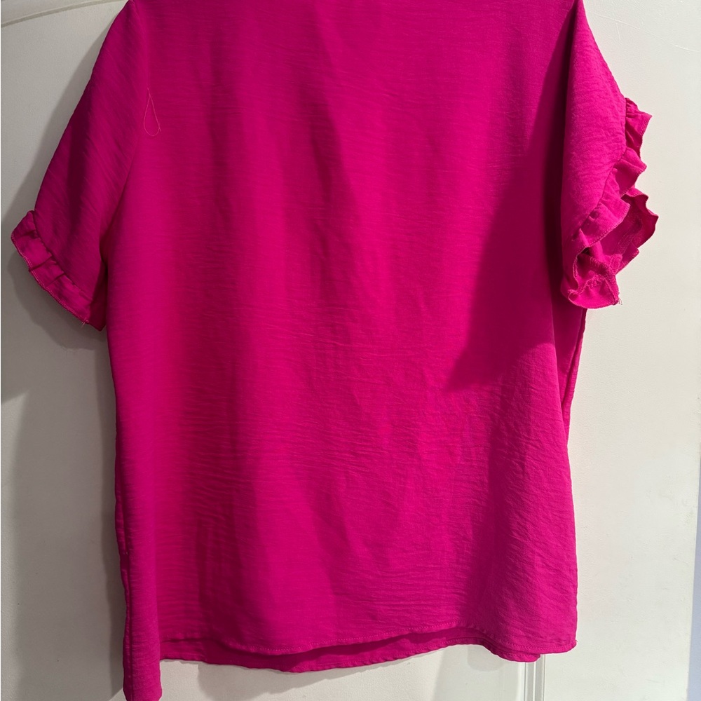 SHEIN Fuchsia Ruffle Sleeve Blouse - Picture 2 of 2